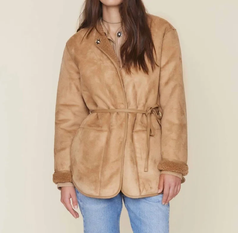 Timeless Style Sinclair Suede Coat In Driftwood