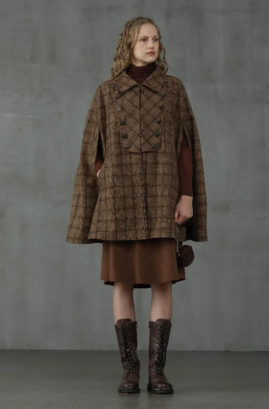 Relaxed Fits Sensibility 13 | tartan wool cape coat
