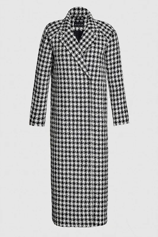 Comfortable Fashion Looks Tweed Houndstooth Suri Alpaca Maxi Raglan Sleeve Coat