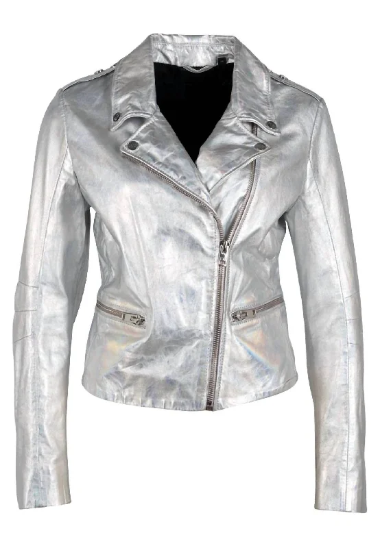 Soft Textures Women's Adeni Leather Jacket In Holographic