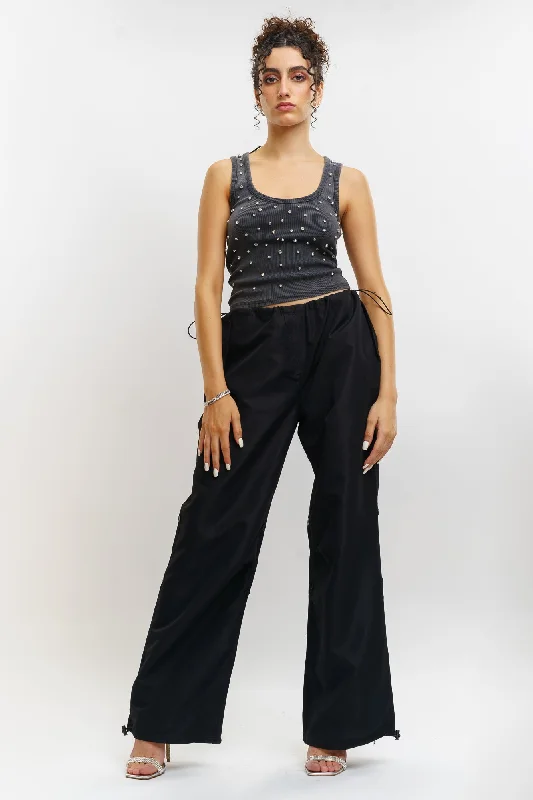 End Of The Year Black Parachute Pants