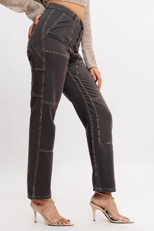 Comfortable Tops Contrast Play Straight Jeans