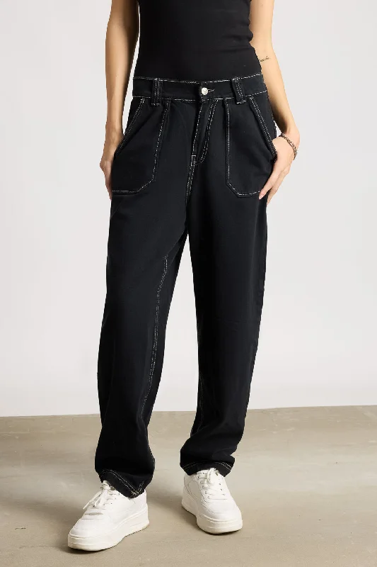 Simple Elegance Contrast Pocket Stitch Tinted Jeans
