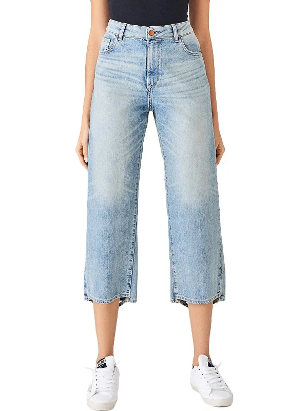 Dynamic Fashion Hepburn Womens Wide Leg Denim Cropped Jeans