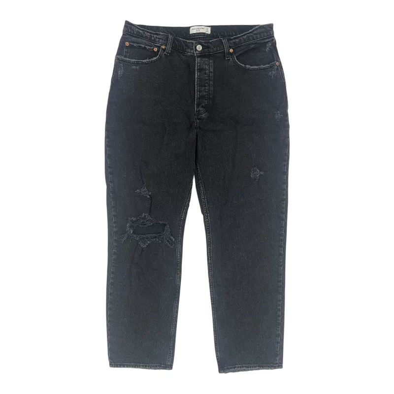 Casual Chic Looks Jeans Boyfriend By Abercrombie And Fitch In Black Denim, Size:14