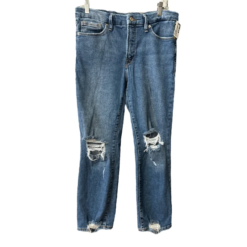 Cozy Fit Wear Jeans Boyfriend By Good American In Blue Denim, Size: 10