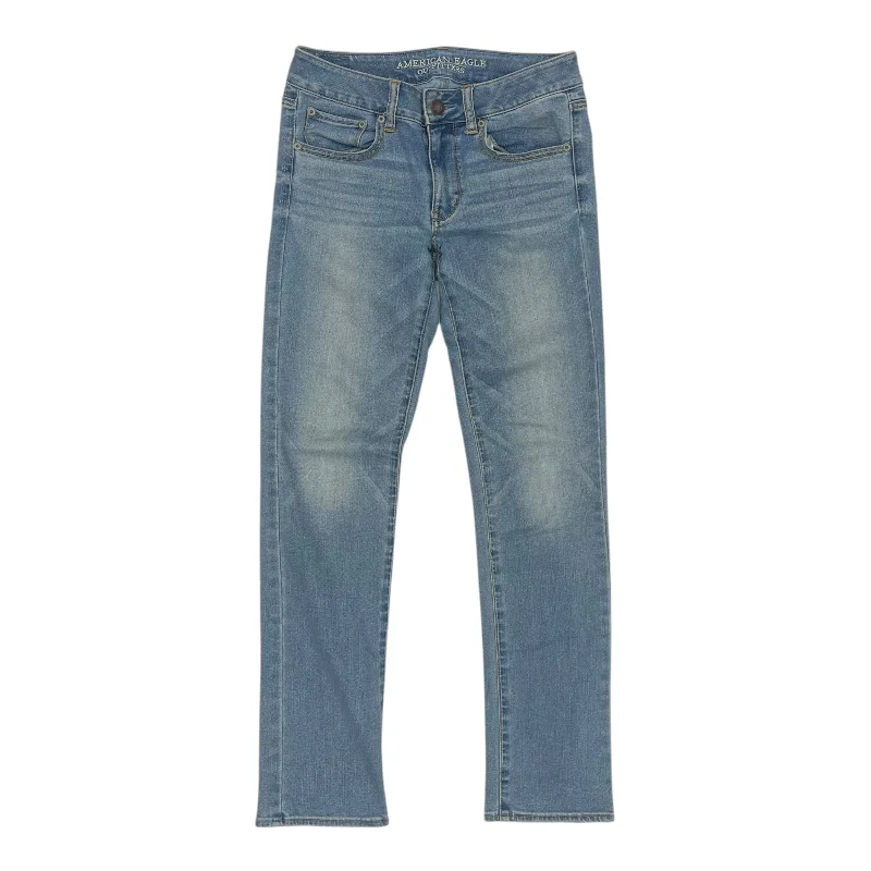 Exclusive Customization Jeans Straight By American Eagle In Blue Denim, Size:6