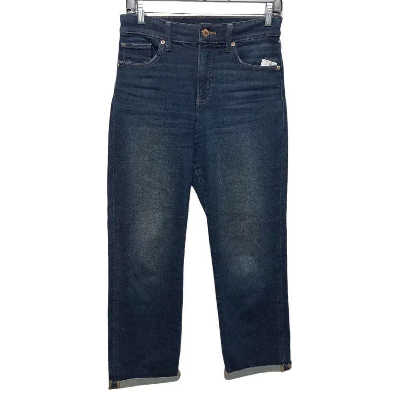 Embroidery Design Jeans Straight By Express In Blue Denim, Size:0