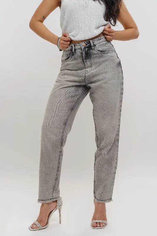 Comfy Layers Light Charcoal Mom Jeans