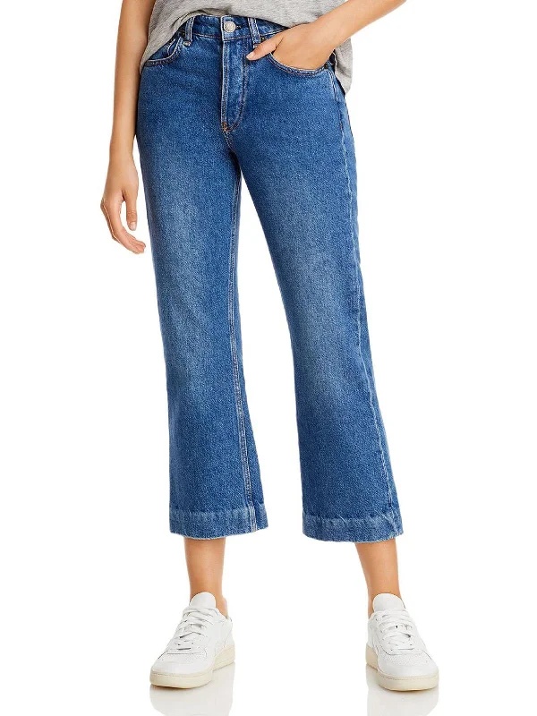 Unique Fashion Maya Womens Ankle Button Fly Wide Leg Jeans