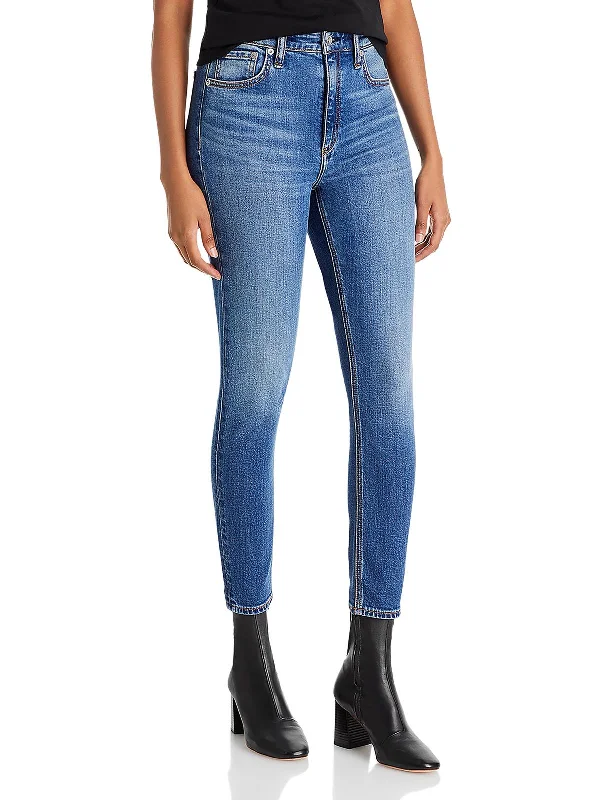 Cute Style Nina Womens High Rise Medium Wash Skinny Jeans