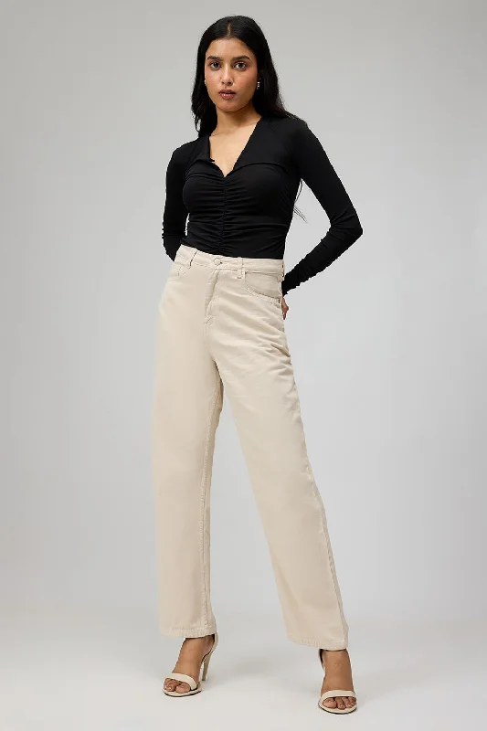 Creative Prints Classic Off-White Straight Leg Jeans