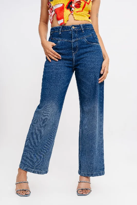Cozy Fitting Ombre Front Yoke Jeans