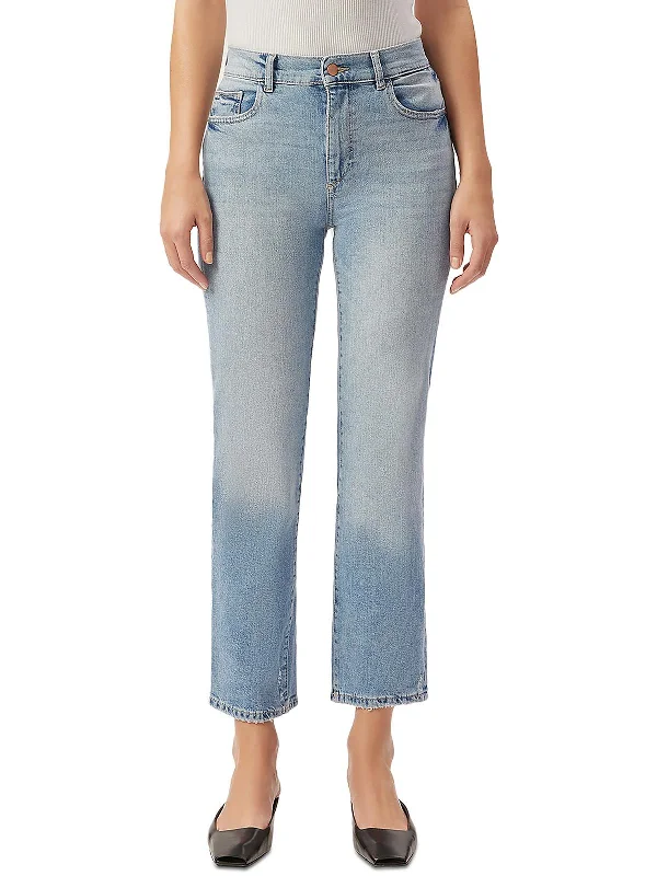 Casual Chic Looks Patti Womens Denim Distressed Straight Leg Jeans