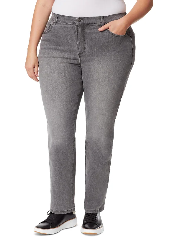 Comfortable Fashion Plus Amanda Womens Tapered Classic Rise Straight Leg Jeans