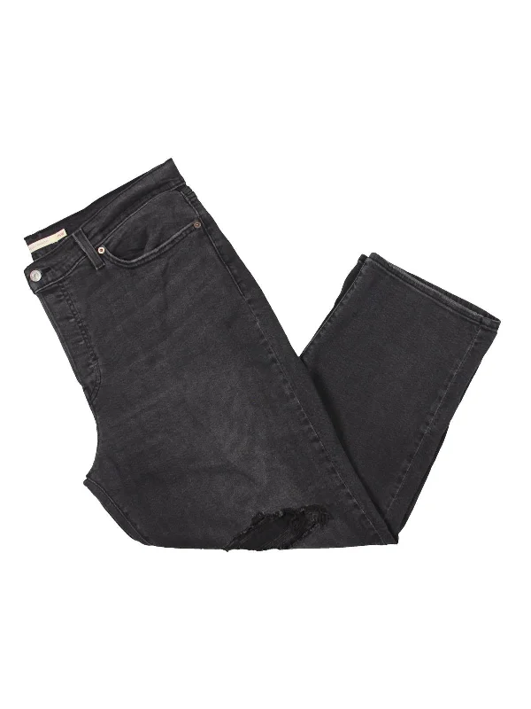 Versatile Items Plus Wedgie Womens Distressed Dark Wash Straight Leg Jeans