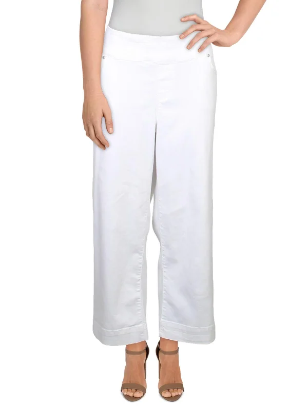 Cozy Fashion Plus Womens Denim Mid-Rise Wide Leg Jeans