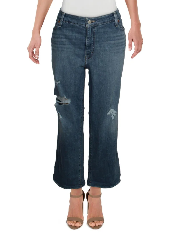 Trendy Traveler Plus Womens Destroyed Tapered Boyfriend Jeans