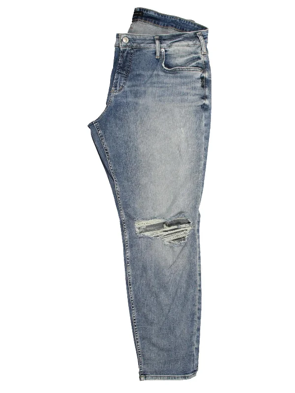 Elegant Dressing Plus Womens High Rise Distressed Straight Leg Jeans