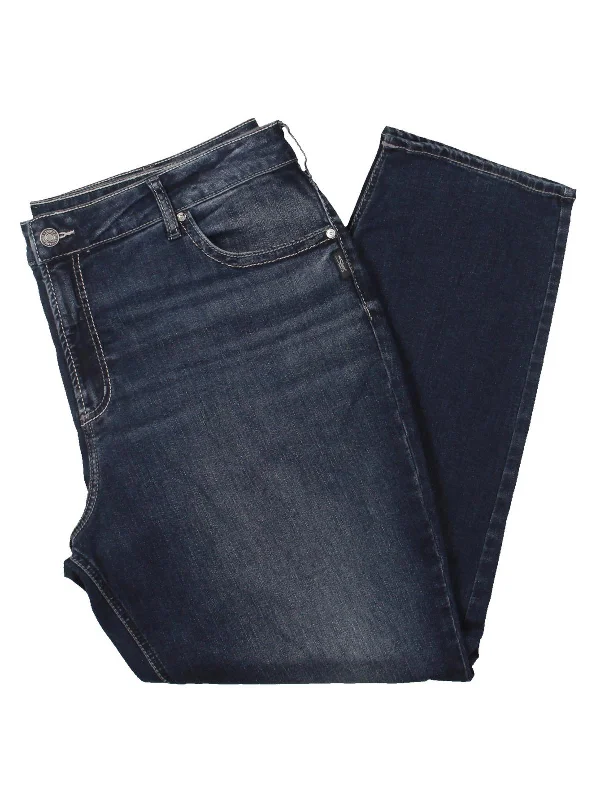 Fashionable Items Plus Womens High Rise Embroidered Straight Leg Jeans