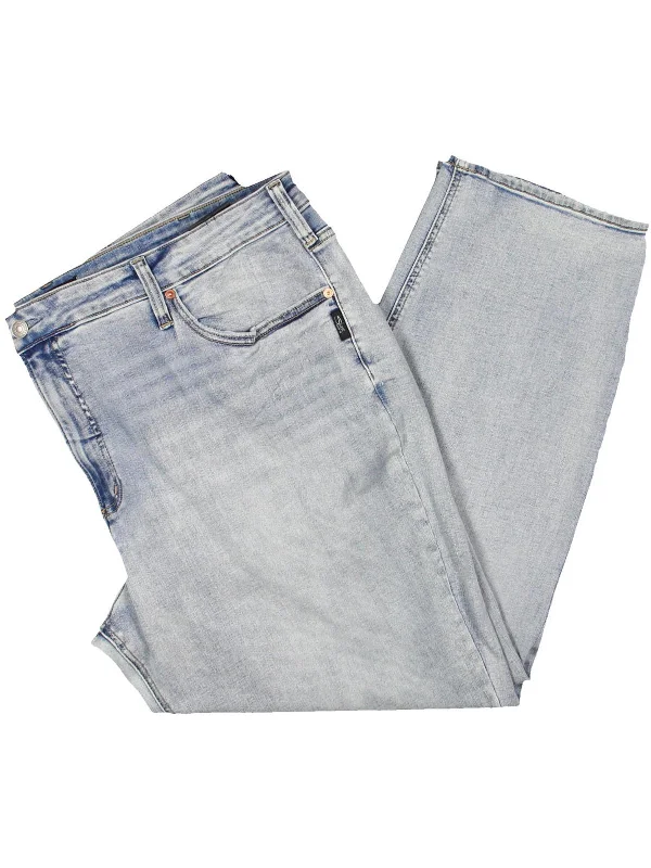 Fashion Pioneer Plus Womens Mid Rise Distressed Ankle Jeans