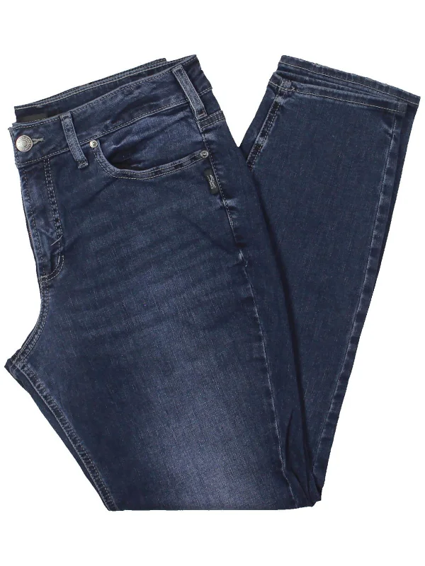 Soft Touch Plus Womens Mid-Rise Solid Straight Leg Jeans