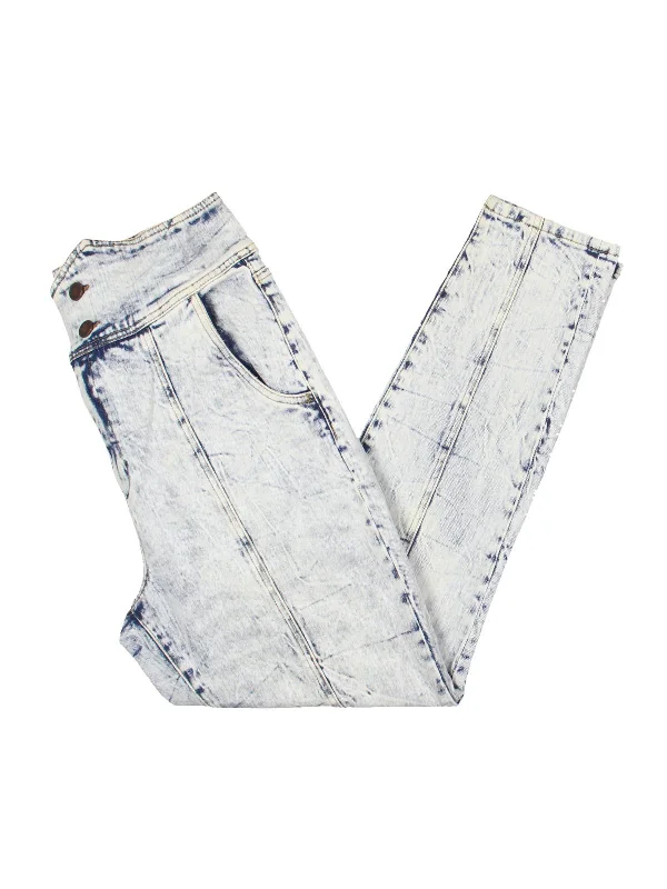Fashion Design Womens Ankle Acid Wash High-Waisted Jeans