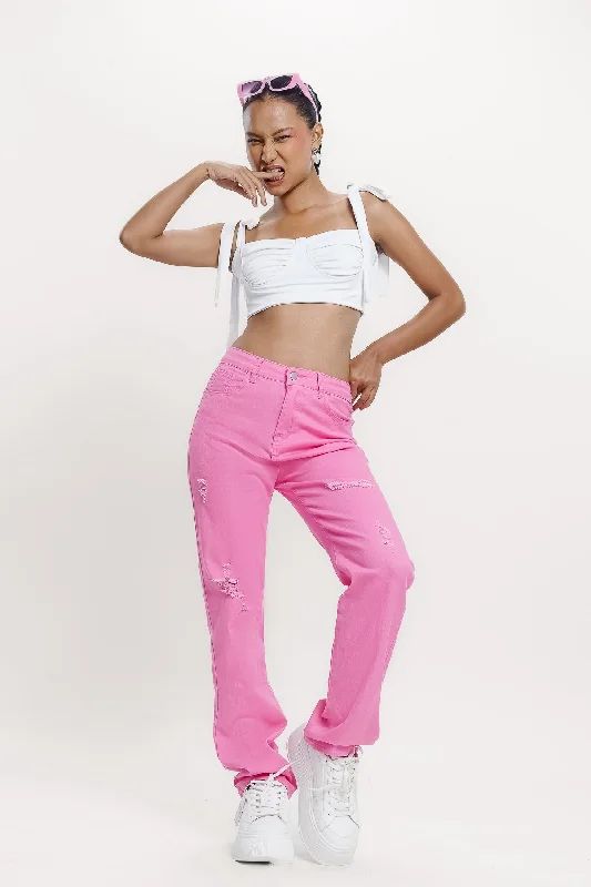Trendy Comfort Pink Slim Fit Jeans