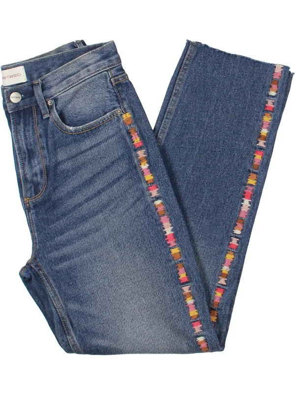 Weekend Comfort Womens Cotton High Rise Straight Leg Jeans