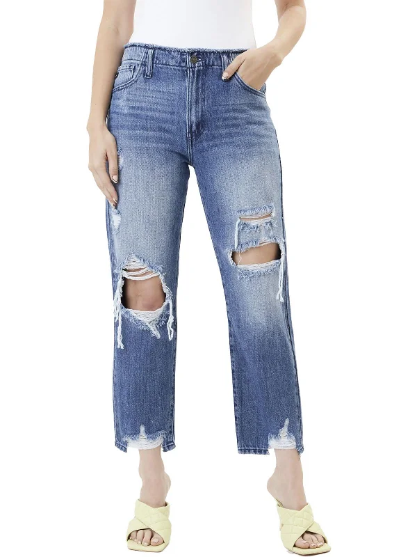 Relaxed Jackets Womens Distressed Denim Straight Leg Jeans