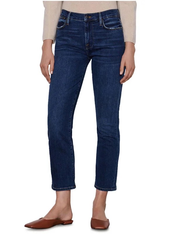 Cozy Chic Trends Womens Distressed High Rise Straight Leg Jeans