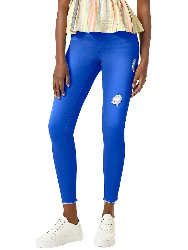 Versatile Itinerary Womens Distressed Rayon Jeggings
