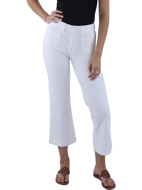 Knowledge And Elegance Womens High Rise Crop Wide Leg Jeans