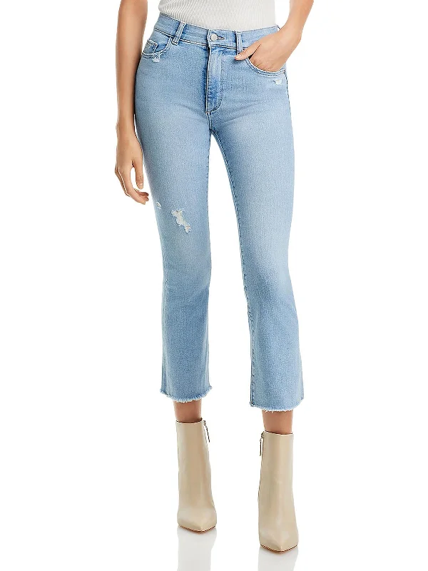 Smart Comfort Wear Womens High Rise Cropped Flared Jeans
