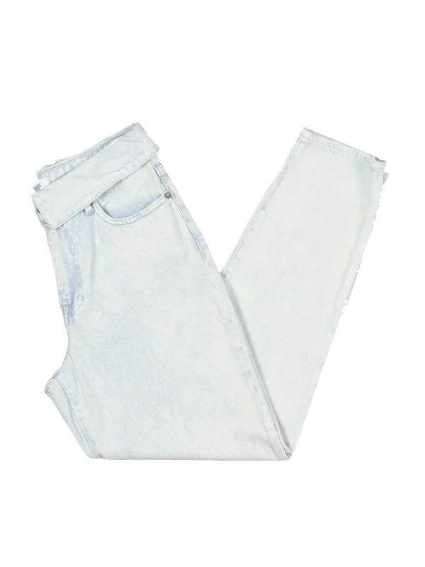 French Style Womens High Rise Light Wash Ankle Jeans