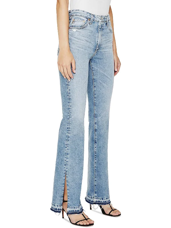 Modern Comfort Womens High Rise Light Wash Flare Jeans