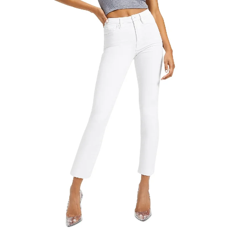 Practical Style Womens Hight Rise Raw Hem Straight Leg Jeans