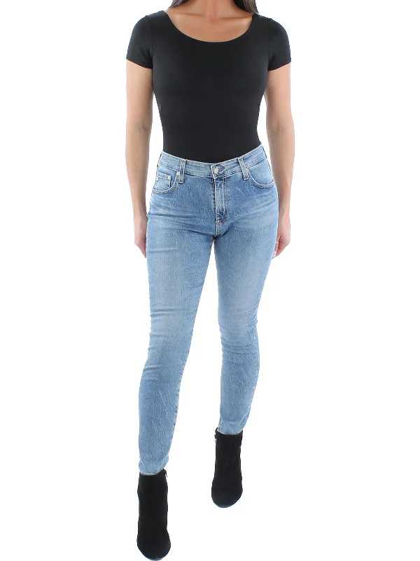 Lace Design Womens Skinny Ankle Ankle Jeans