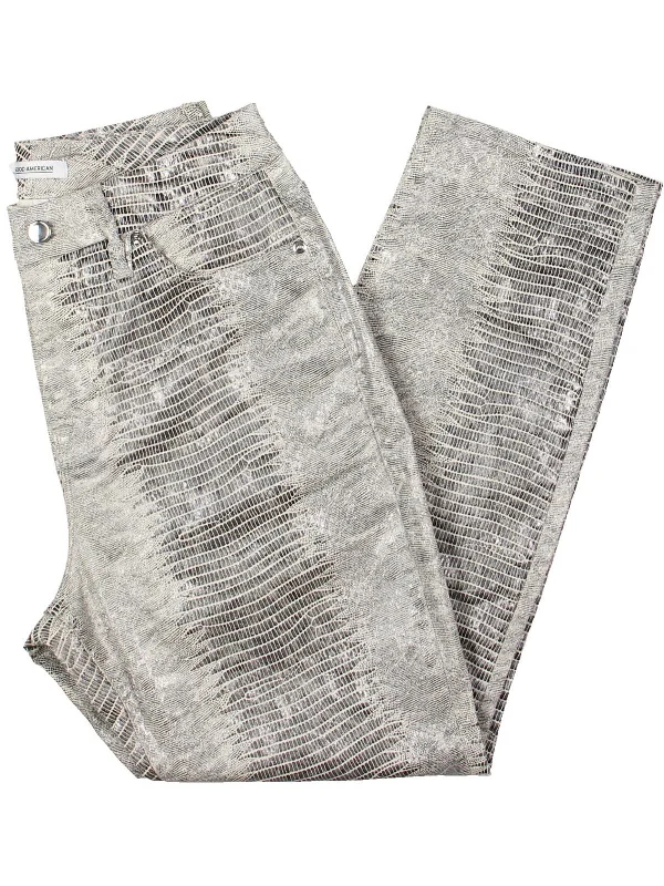 Soft Wear Womens Snake Print Cotton Straight Leg Jeans