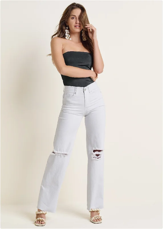 Design And Tailoring Laura Crop Wide Leg Jean - White Denim