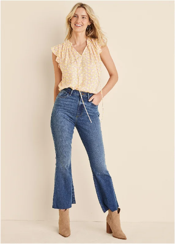 End Of The Year Brigitte Kick Flare Jeans - Medium Wash