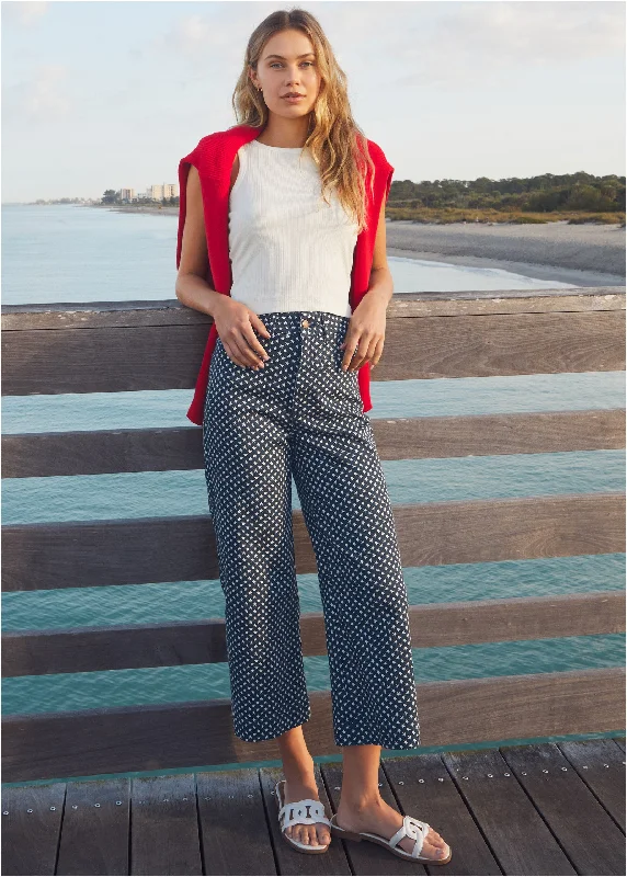 Goddess Outfit Sophia Wide Leg Crop Jeans - Patriotic Star