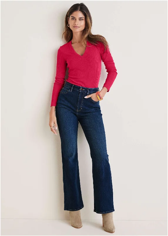Leisure Travel Penelope Modern Flare Jeans - Dark Wash