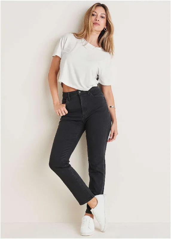 Classic Items Audrey Straight Leg Jeans  - Black Wash