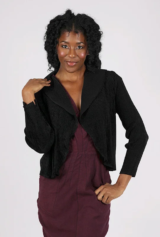 Cozy Fashion Trends Micro Pleat Classic Bolero, Black