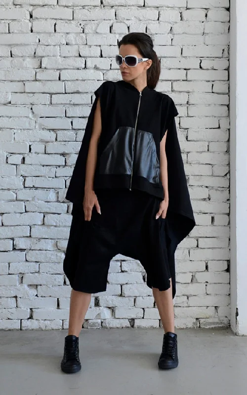 Comfortable And Simple Black Loose Sport Set