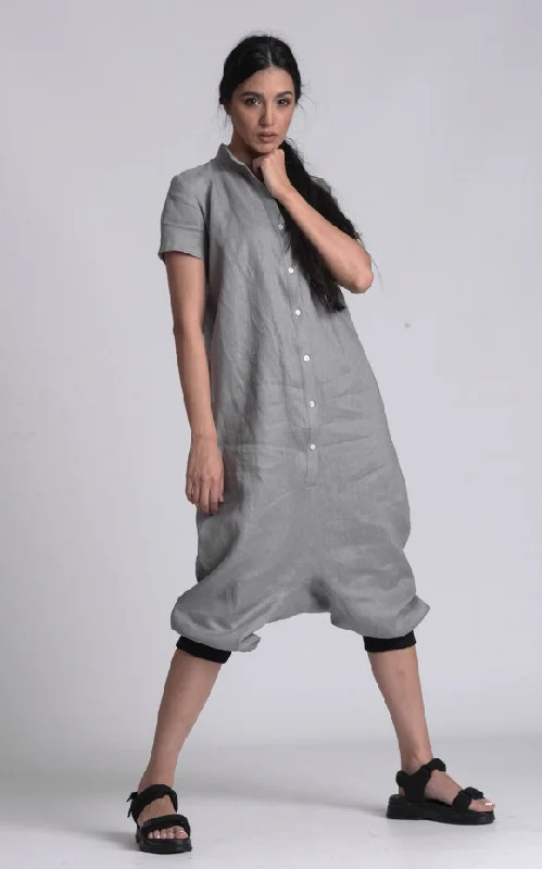 Chic Comfort Wear Grey Casual Linen Boho Jumpsuit