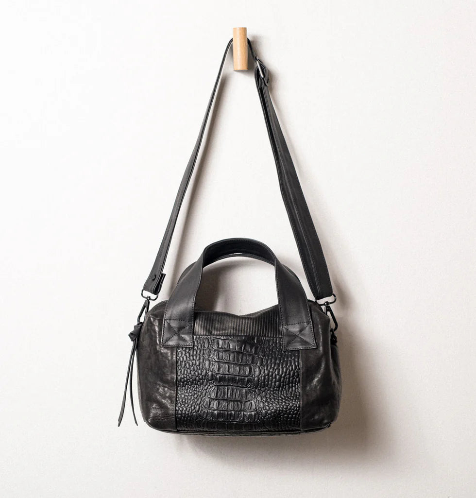 Fashionable Prints Libi Small Satchel, Black Mix