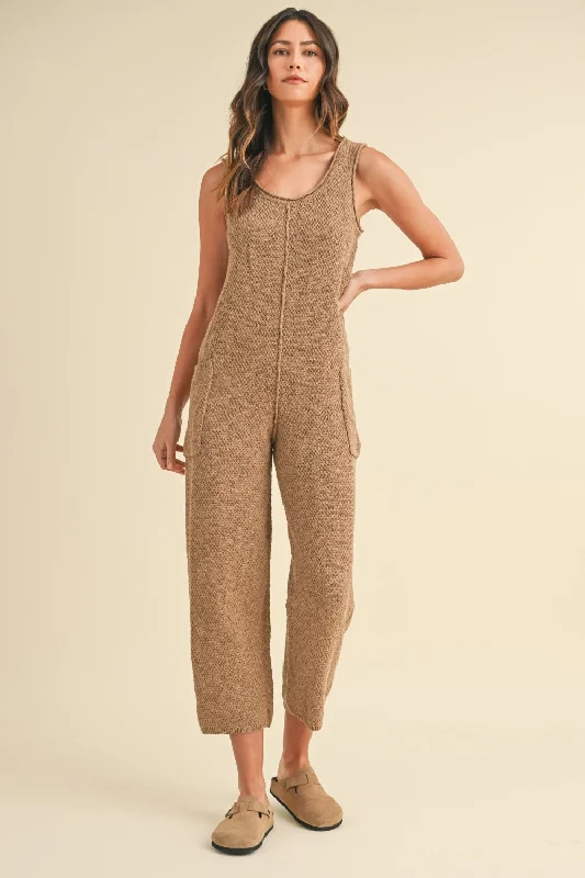 Comfortable And Casual MABLE Sleeveless Knit Crop Jumpsuit with Pockets