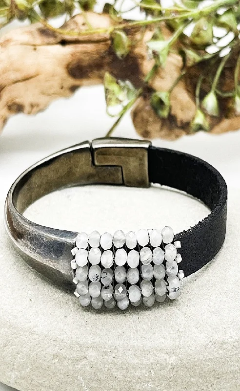 Casual Street Gray Moonstone Gunmetal Bracelet